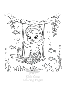Simple Cute Mermaid coloring page for toddlers