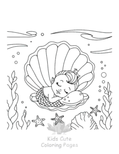 Free printable Cute Mermaid coloring page for kids