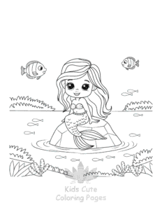 Free printable Cute Mermaid coloring page for kids