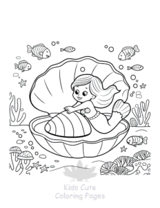 Printable Cute Mermaid coloring sheet for preschoolers