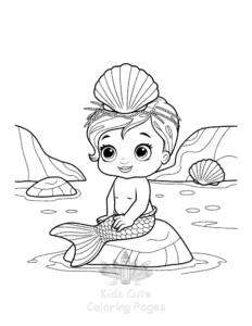 Simple Cute Mermaid coloring page for toddlers
