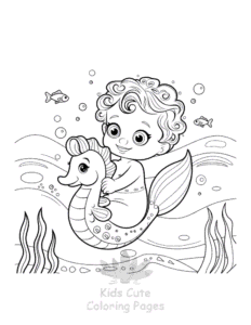 Printable Cute Mermaid coloring sheet for preschoolers