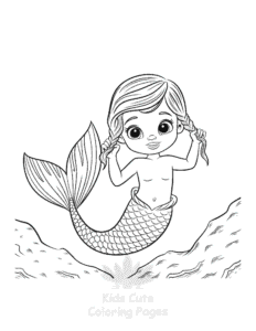 Cute Mermaid coloring page for classroom activities