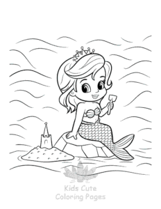 Cute Mermaid coloring page for girls, free to print