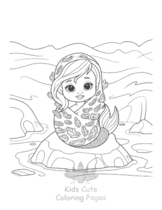 Cute Mermaid coloring page for boys, printable at home