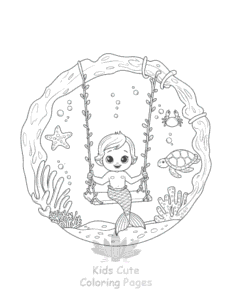 Simple Cute Mermaid coloring page for toddlers
