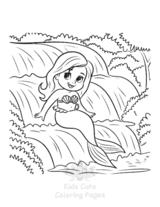 Cute Mermaid coloring page for classroom activities