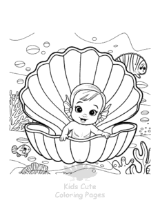 Free printable Cute Mermaid coloring page for kids