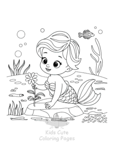 Printable Cute Mermaid coloring sheet for preschoolers