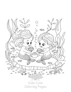 Easy Cute Mermaid coloring sheet for young children