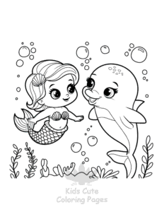 Free printable Cute Mermaid coloring page for kids