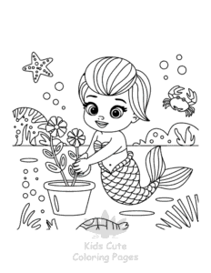 Simple Cute Mermaid coloring page for toddlers