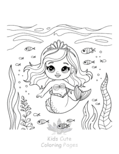 Printable Cute Mermaid coloring sheet for preschoolers