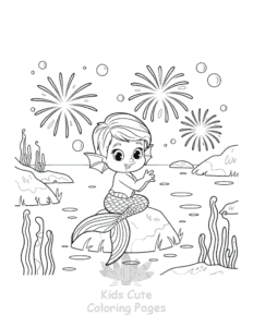 Easy Cute Mermaid coloring sheet for young children