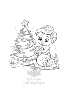Easy Cute Mermaid coloring sheet for young children