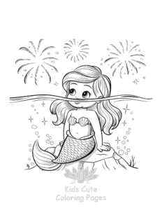 Free printable Cute Mermaid coloring page for kids