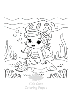 Cute Mermaid coloring page for boys, printable at home