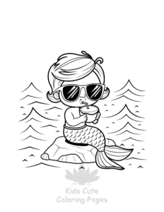 Cute Mermaid coloring page for classroom activities