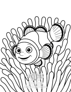 Cute Ocean Animals coloring page for girls, free to print