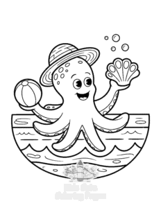 Printable Cute Ocean Animals coloring sheet for preschoolers