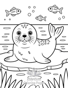 Simple Cute Ocean Animals coloring page for toddlers