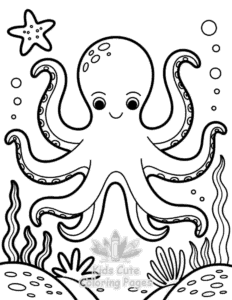 Free Cute Ocean Animals coloring pages to print at home