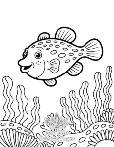 Cute Ocean Animals coloring page for classroom activities