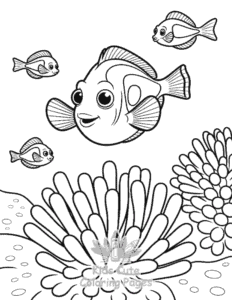 Easy Cute Ocean Animals coloring sheet for young children