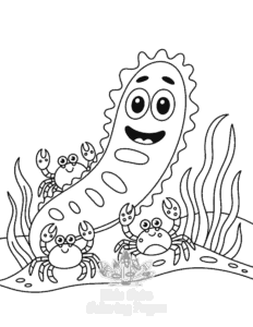 Printable Cute Ocean Animals coloring sheet for preschoolers
