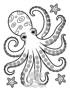 Cute Ocean Animals coloring page for boys, printable at home