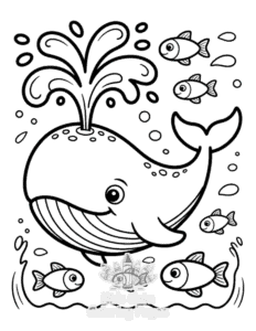 Simple Cute Ocean Animals coloring page for toddlers