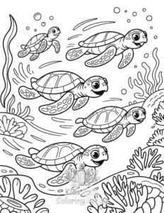 Free printable Cute Ocean Animals coloring page for kids
