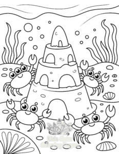 Cute Ocean Animals coloring page for girls, free to print