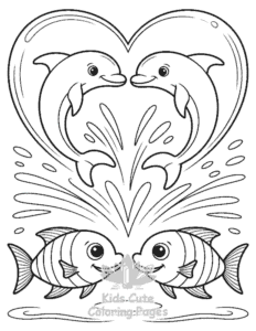 Simple Cute Ocean Animals coloring page for toddlers