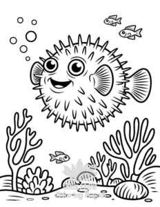 Free printable Cute Ocean Animals coloring page for kids