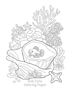 Cute Ocean Animals coloring page for girls, free to print