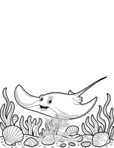 Simple Cute Ocean Animals coloring page for toddlers