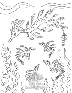 Printable Cute Ocean Animals coloring sheet for preschoolers
