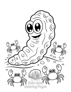 Easy Cute Ocean Animals coloring sheet for young children