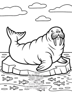Cute Ocean Animals coloring page for girls, free to print