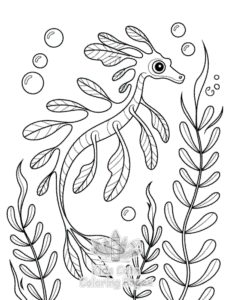 Cute Ocean Animals coloring page for girls, free to print