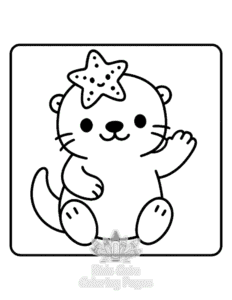 Free printable Cute Sea Otters coloring page for kids