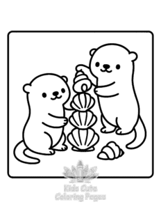 Cute Sea Otters coloring page for boys, printable at home
