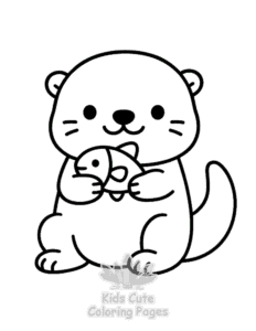 Simple Cute Sea Otters coloring page for toddlers