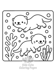 Free Cute Sea Otters coloring pages to print at home