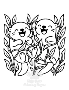 Easy Cute Sea Otters coloring sheet for young children