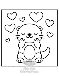 Simple Cute Sea Otters coloring page for toddlers