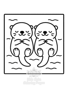 Printable Cute Sea Otters coloring sheet for preschoolers