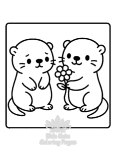 Cute Sea Otters coloring page for classroom activities