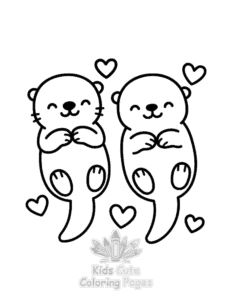 Easy Cute Sea Otters coloring sheet for young children